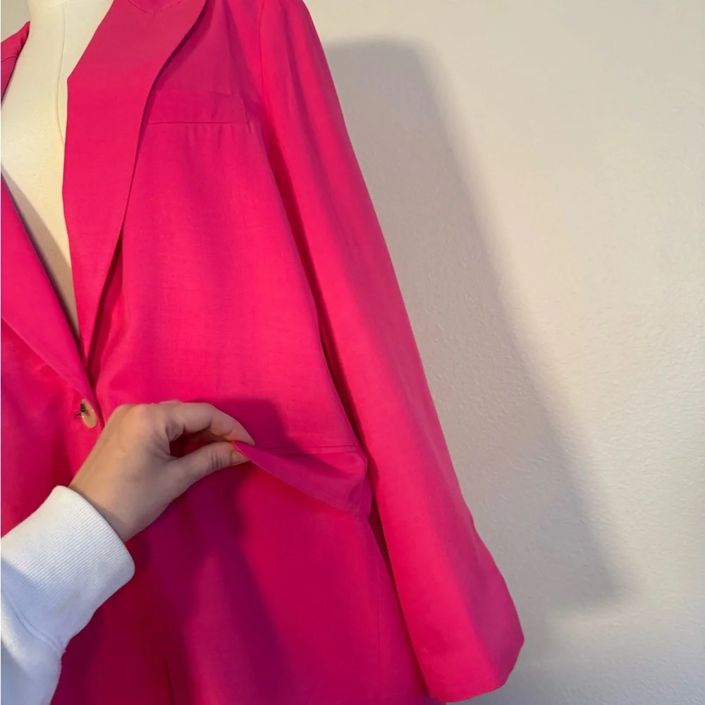 Zara Hot Pink Single Button‎ Relaxed Blazer Women’s Sz L